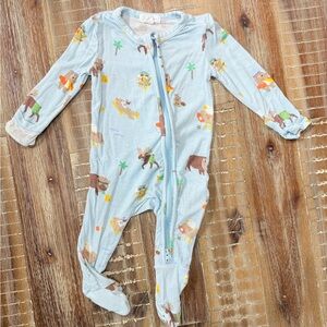 Angel Dear Double Zipper Bamboo Baby Footie Pajama - Blue Beach tropical